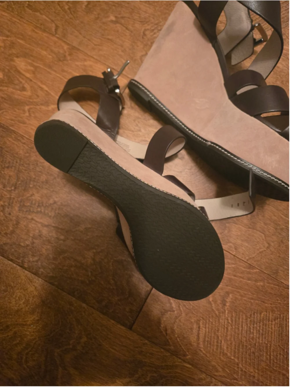 Women's Michael Kors Brown and Beige Wedge Sandals Size 8